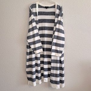 Talbots Duster - white and blue grey strip